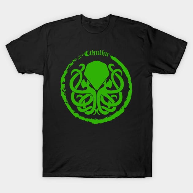 Cthulhu Logo Green T-Shirt by Milena93